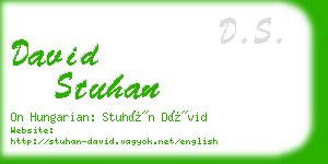 david stuhan business card